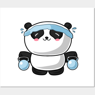 Kawaii panda working out Posters and Art